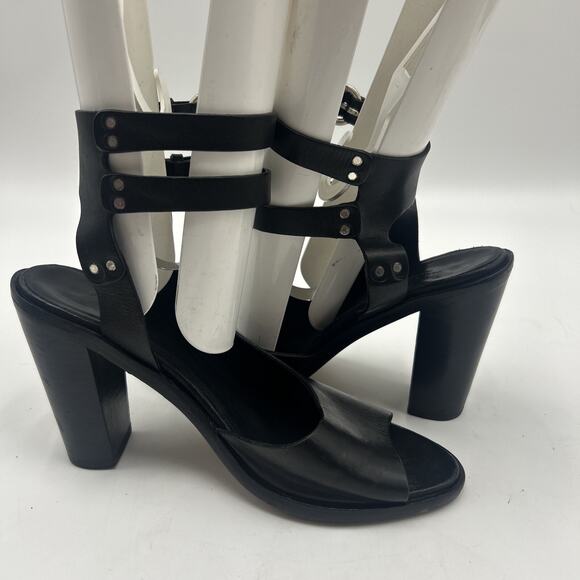 Rag & Bone Black Tulsa Double Ankle Strap Sandal Size 39 US Size 9 Block Heel - Picture 5 of 10